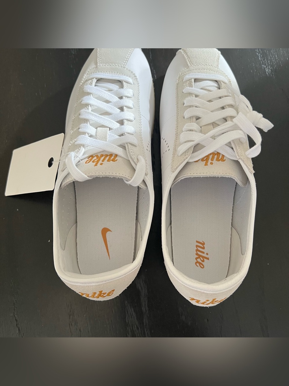 ✔️New✔️ NIKE Cortez Leather 'White Bronze Perforated Swoosh' - Picture 6 of 10